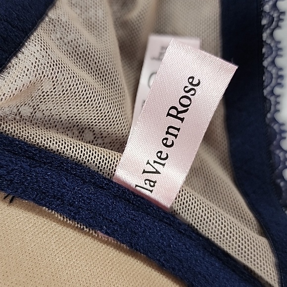 ⭐️2/ $30⭐️ La Vie en Rose Blue Mesh Nude Underwire Bra Magnetic Closure Size 34D - Picture 10 of 13